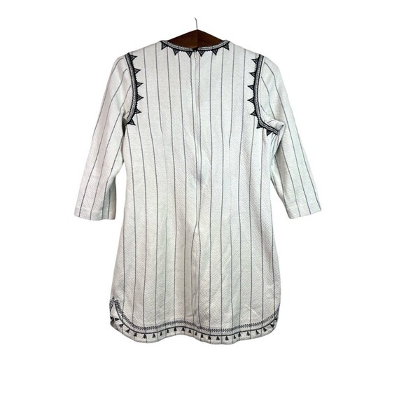 Gianni Bini Ivory/ Black Embroidery Tianna Stretch Dress Stripe Boho Size M - Picture 2 of 11
